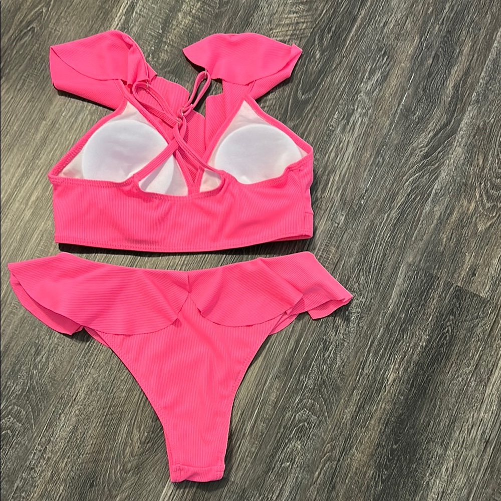Pink Ruffled Bikini Set - Picture 2 of 3